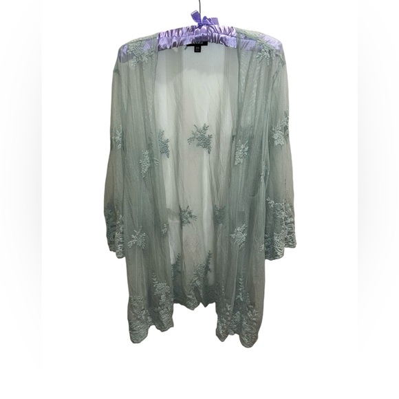 Torrid Embroidery Mesh Kimono - Mint - Picture 2 of 8